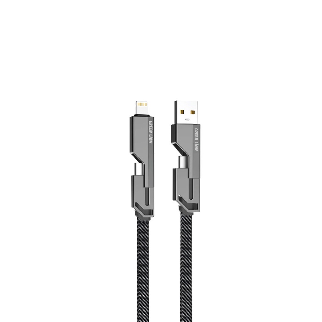 Green Lion Four in One Zinc Alloy Charging Data Cable 4 IN 1 – Black