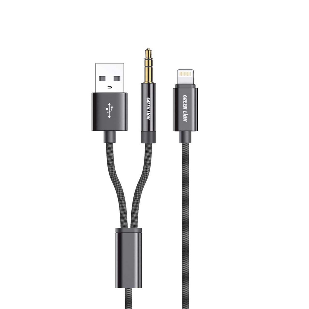 Green Lion 2 In 1 AUX Braided Cable (1.2m)